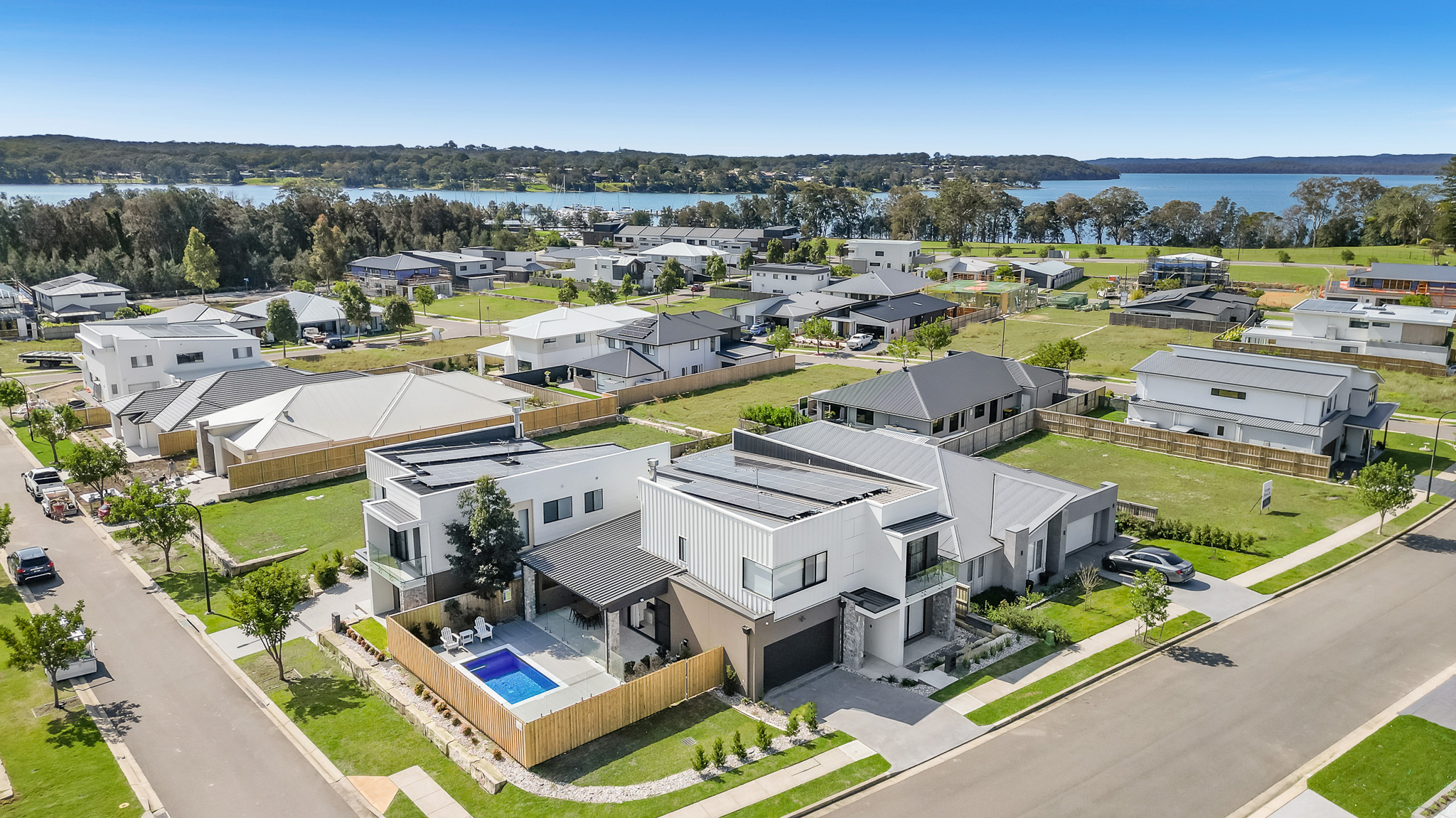 aerial view of double storey home for sale in lake macquarie